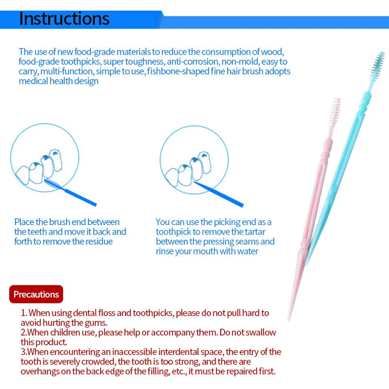 Description Picture 5 of item200pcs Silicone Interdental Brushes Super Soft Dental Cleaning Brush Teeth Care Dental Floss Toothpicks Oral Tool