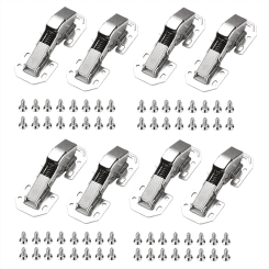 8 Pack Full Overlay Soft Close Hinges 4 Inch Adjustable Clip on European Kitchen Cabinet Door Hinges with 64 Screws