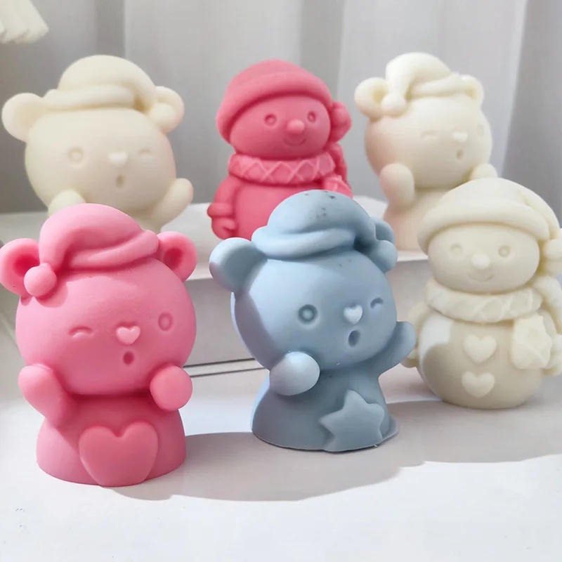 Description Picture 4 of itemHeart Star Bear Candle Silicone Mould Christmas Snowman Soap Resin Crystal Mould Chocolate Drink Ice Mold Party Cake Decor Gifts