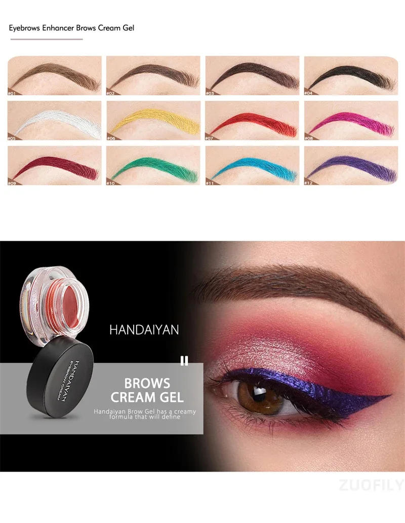 Description Picture 6 of item12 Colors Eyebrow Gel Red Brown Styling Eyebrow Cream No Fading Waterproof Long Lasting Brow Makeup Cosmetics with Eyebrow Brush