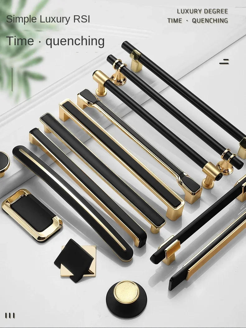 Description Picture 2 of itemGold Black Lengthened American Style Cabinet Handle Light Luxury Wardrobe Drawer  Handle Zinc Alloy Modern Nordic Simple Handle