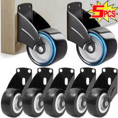 5/1pcs Furniture Casters Wheels Soft Rubber Swivel Caster Quite Roller Wheels for Trolley Baby Crib Bed Wheels Home Accessory