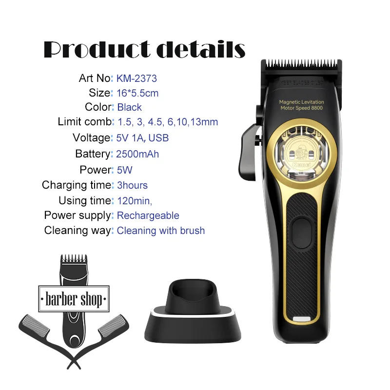 Description Picture 2 of itemKemei KM-2373 Baber Hair Clipper Professional Hair Cutting Machine With Charging Base For Men Electric Hair Trimmer Men Gift