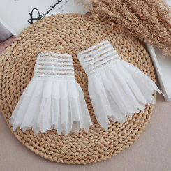 1Pairs Lace Cuffs Nail Art Tulle Photo Glove Manicure Photography Props Nail Tips Display Sleeve Fake Pleated Cuff Accessories