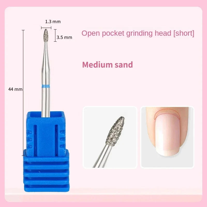Description Picture 5 of itemFine Diamond Nail Drill Bits Flame Shape Russian Mills Cuticle Clean Burr Electric Manicure Drills Nails Accessories