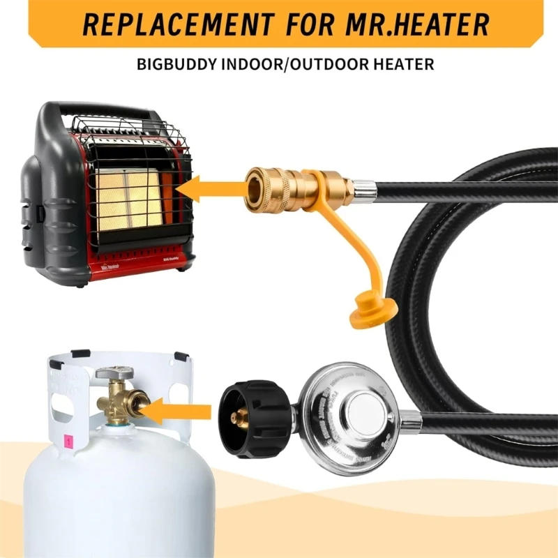 Description Picture 4 of itemQuick 1/4 Ball Fitting 12ft Hose Accessories Propane Hose Adapter Quick Fittings for Indoor Outdoor 918D