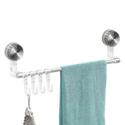 Suction Cup Towel Bar    Shower Towel Rack  bathroom storage rack Wall Mounted Towel Bar Suction Cup Holder Kitchen Organizer