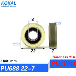 [PU0822-7] 500PCS 688z -bearing plastic covered pulley polyurethane bearing pulley PU soft rubber wheel drawer stand mute pulley