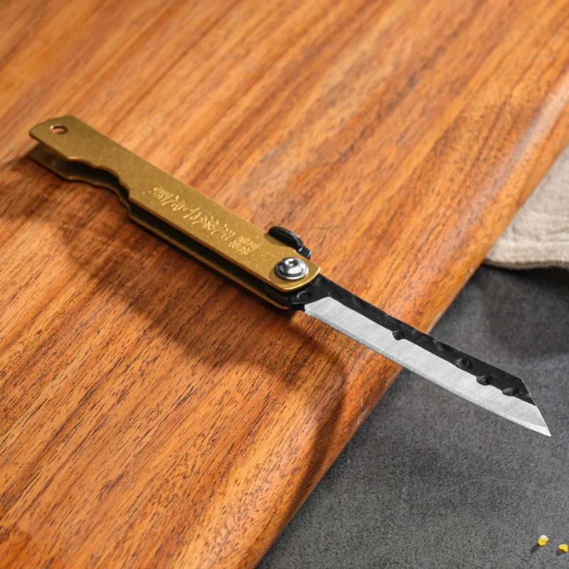 Description Picture 4 of item2024 New Steel Pocket Folding Knife Camping Hunting Copper Handle Knives Outdoor Survival EDC Tool pocket knife