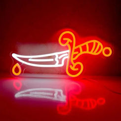 Dagger with Blood Neon LED Sign Knife Novelty Shaped Neon Light Neon Sword Sign for Party Wall Art Decor Weapon Light up Decor