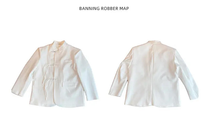 Description Picture 4 of itemNew Chinese Style Men's Clothing Solid Color Metal Buckle Design Suit 2024 Autumn Stand Collar Suit Jacket