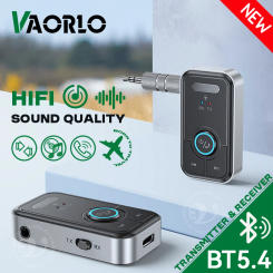 2 IN 1 Bluetooth 5.4 Audio Transmitter Receiver 3.5MM AUX HiFi Stereo Wireless Adapter With Mic For TV PC Car Airplane Speaker