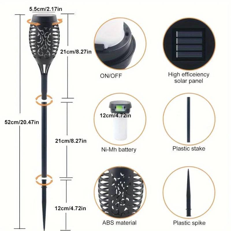 Description Picture 4 of itemOutdoor Solar Flame Light with Flashing Flame Waterproof Solar Flashlight Light for Garden Decor for Outdoor Landscape Decor