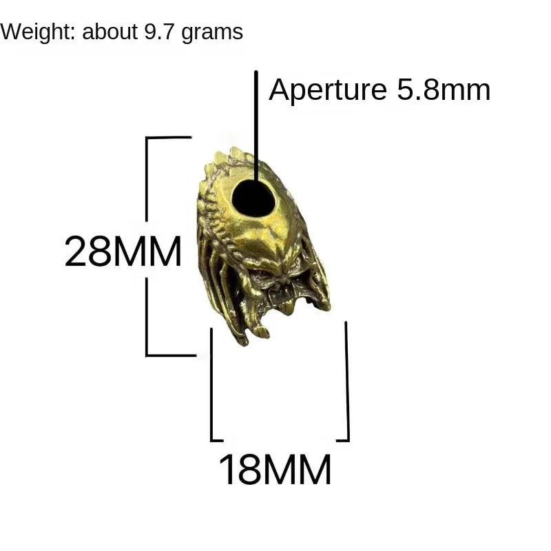 Description Picture 2 of itemAlien Beast Face Iron Warrior Knife Bead Handmade Woven Paracord Lanyard DIY Pendants Jewelry Accessories Brass EDC Outdoor Tool