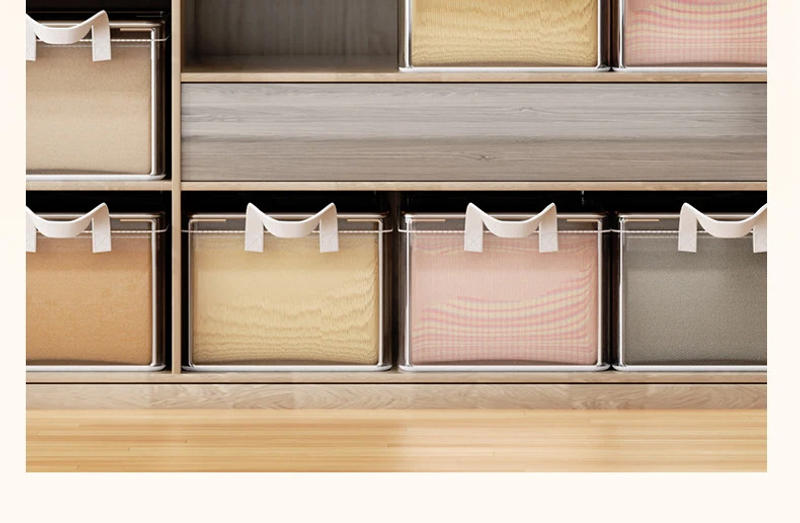 Description Picture 6 of itemPVC Transparent Storage Basket for Clothes Underwear Storage Box Stainless Steel Frame Wardrobe Organizer Waterproof Cloth Box