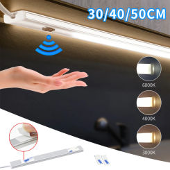 DC5V USB LED Under Cabinet Light Hand Sweep Switch Sensor Bar Light Kitchen Wardrobe Closet Lamp 30/40/50cm 3 Colors Changeable