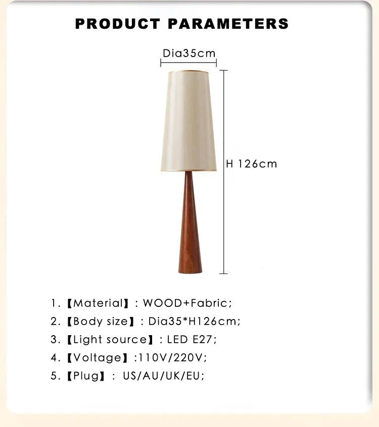 Description Picture 4 of itemModern Vintage Floor Lamps Simplicity Solid Wood Luminaire Shop Restaurant Bedroom Bedside Parlor Corner Study Decor LED Fixture