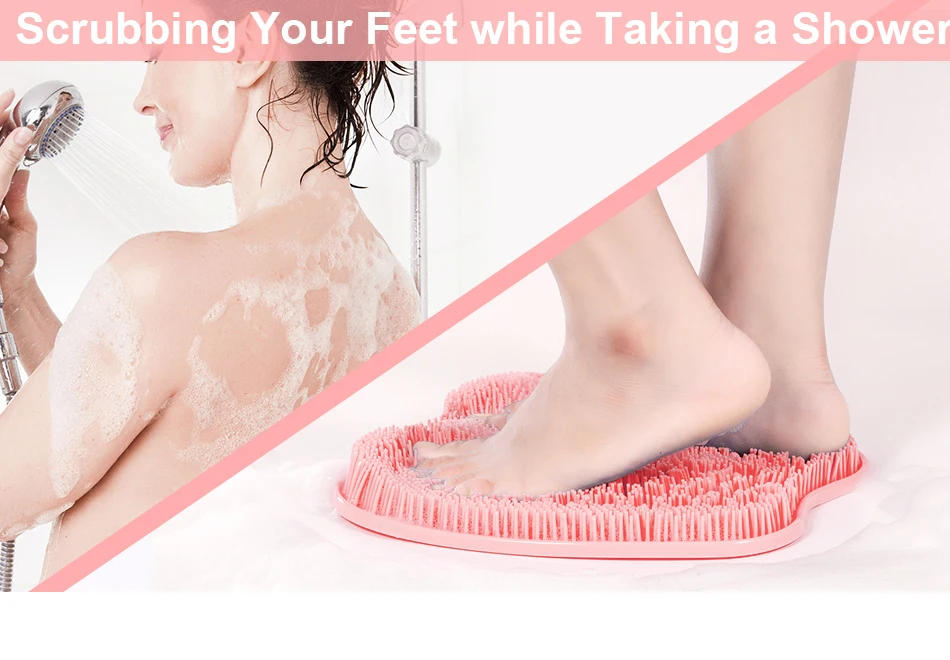 Description Picture 2 of itemSilicone Shower Foot Back Brush Bathroom Wash Foot Pad Massage Exfoliating Shower Mat with Suction Bath Massage Foot Brush Pad