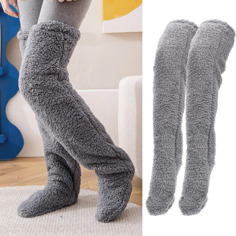 Description Picture 6 of itemThigh High Socks Over Knee Fuzzy Boot Floor Socks Stocking Legging Warmth And Thickening Leg Warmers For Office Living Room