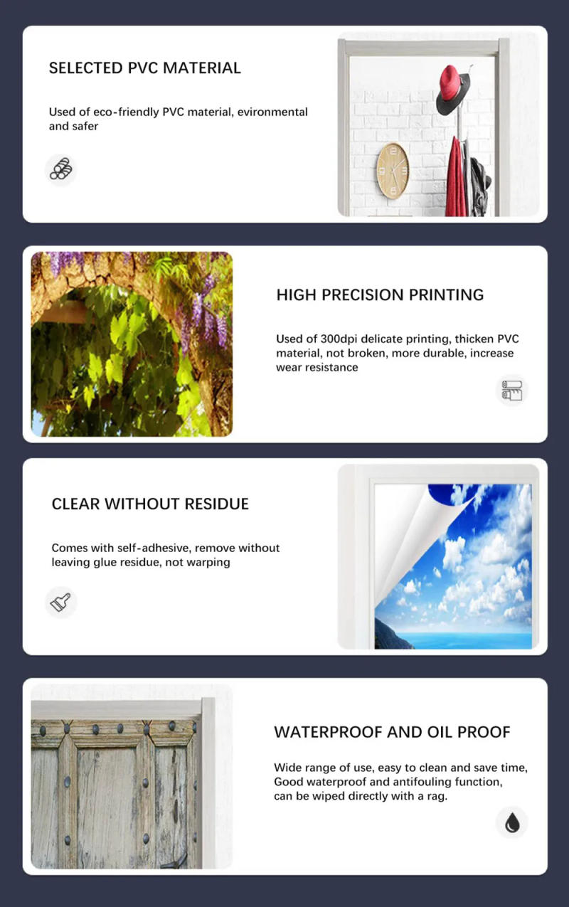 Description Picture 5 of itemBlue Beach Seascape Door Sticker Peel and Stick Removable Self-Adhesive Beach Door Waterproof Door 3D Wallpaper for Home Decor