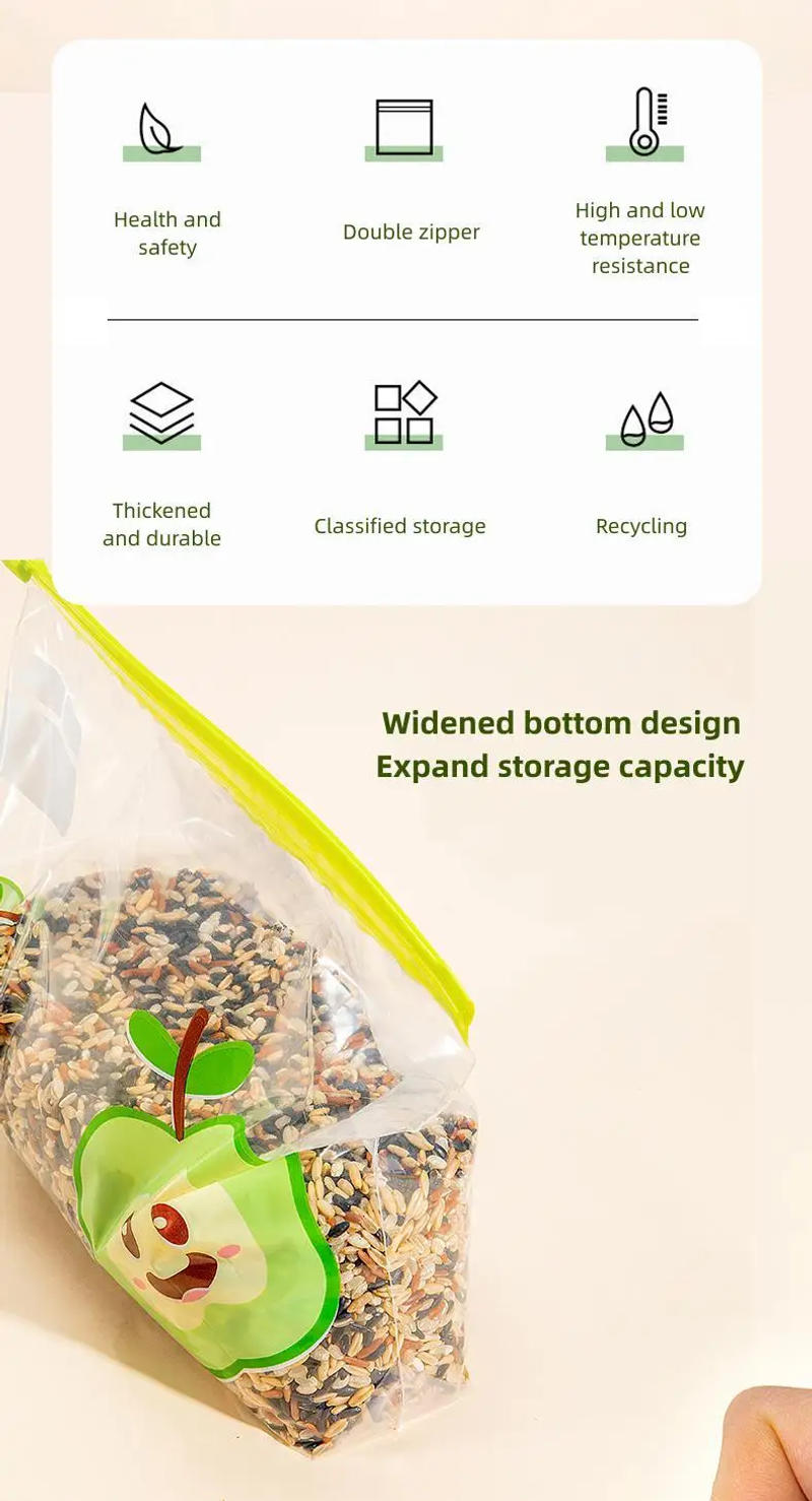 Description Picture 3 of itemReusable Zip Lock Bag Food Grade Transparent Storage Bag With Zipper Sealing Plastic Container Travel Freezer Camping Kitchen