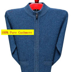 new arrival Winter 100% pure cashmere men's solid color zippered cardigan thickened oversized jacket size S M L XL2XL3XL 4XL 5XL