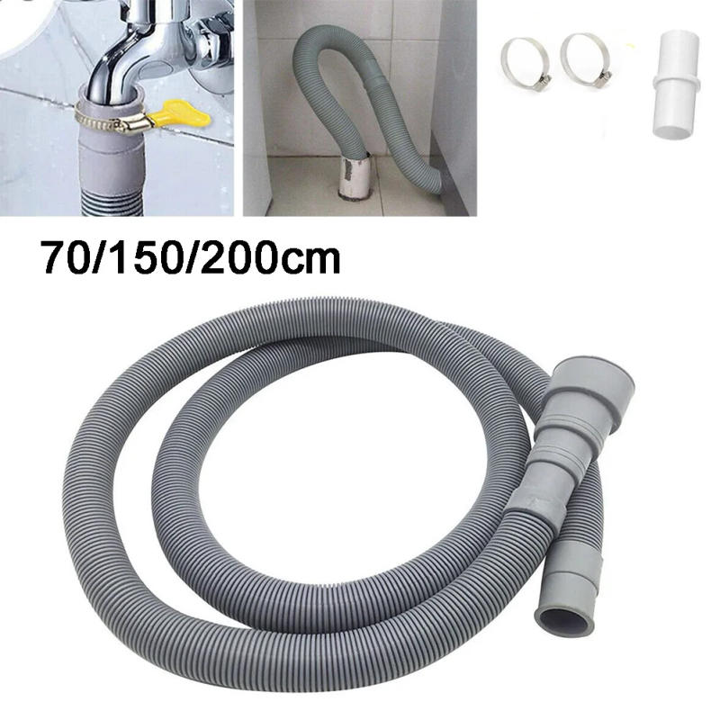 Description Picture 2 of item70/150/200cm Washing Machine Dishwasher Drain Waste Hose Extension Pipe Kit With Hose Clamps Set For Washer Dryers