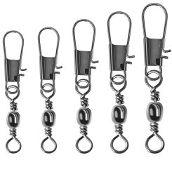 50pcs 4-12# Swivels Fishing Connector Interlock Pin Bearing Rolling Swivel Snap Fastlock Clips Fishhook Lure Tackle Accessories