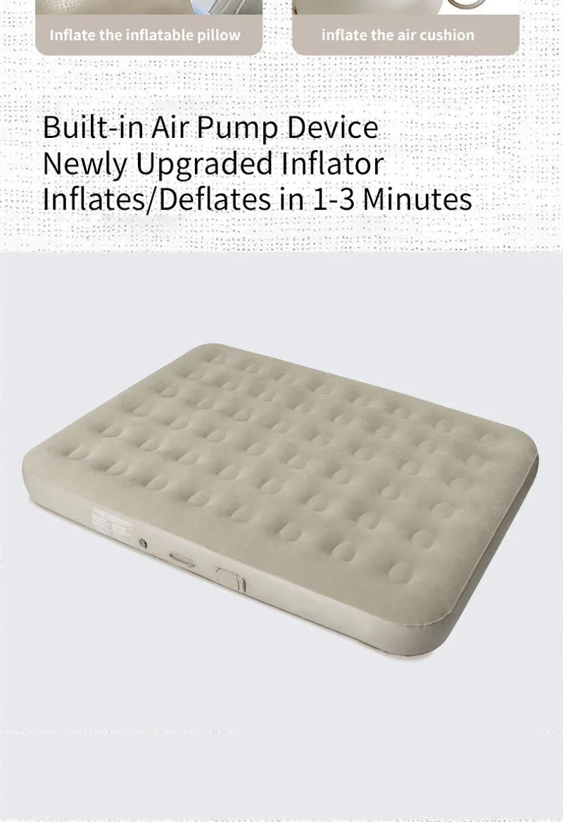 Description Picture 4 of itemInterior Air Mattress Glamping Mats PVC Inflatable Sleeping Mattress Luxury 2 Person Camping Bed Mat Built-in Pump Thicken Mat