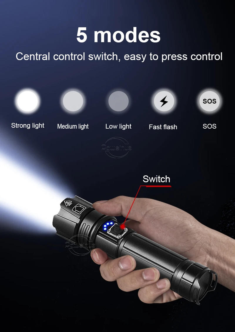 Description Picture 6 of item800W Most Powerful LED Flashlight Rechargeable Torch Lighting 4000M Tactical Lantern Ultra Powerful Flashlight With Usb Charging