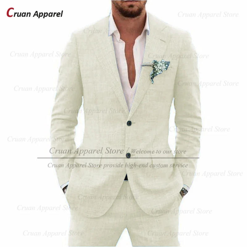 Description Picture 3 of itemLinen Men Suit Set Wedding Party Groomsman Formal Blazer Pants Holiday Tailor-made Beach Casual Outfits Banquet Fashion Clothes