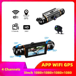 3Inch4 Channel 1080P Dash Cam for Cars APP WIFI GPS 360° Video Recorder Rear View Camera Car DVR 24H Hardware Kit Car Assecories