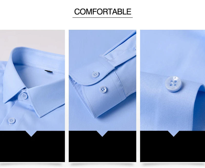 Description Picture 5 of itemfashion korean popular clothes elastic short sleeve shirts for men slim fit formal plian shirt office business white black shirt