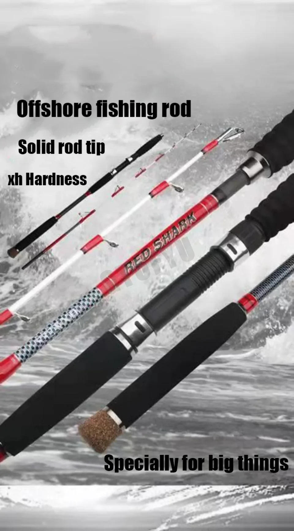 Description Picture 2 of item1.6M 2-Pieces Saltwater Offshore Casting/Spinning Carbon Fiber Boat Fishing Rod Portable Travel Fishing Rod Travel Surf Rod