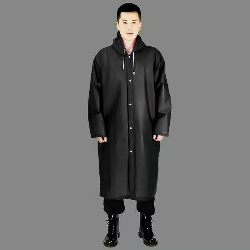 Description Picture 4 of itemWomen Men Waterproof Jacket Thick PVC Raincoat Hooded Poncho Outdoor Rainwear Hiking Travel Fishing Rain Jacket