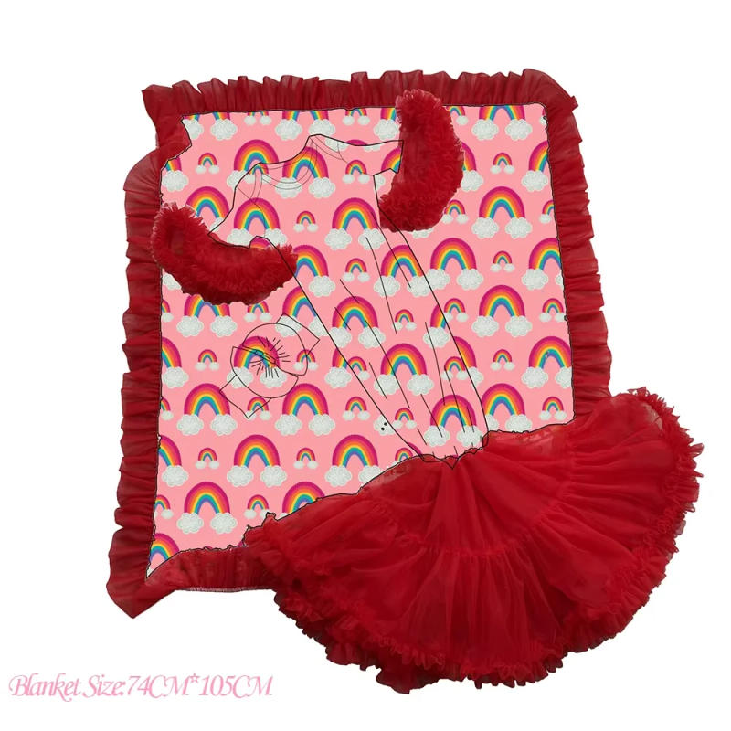 Description Picture 6 of itemNew Baby Gown Clothes Watermelon Tutu Petti Gown Newborns Rainbow Flower Baby Girl Gown Matches Baby Blanket Customizable