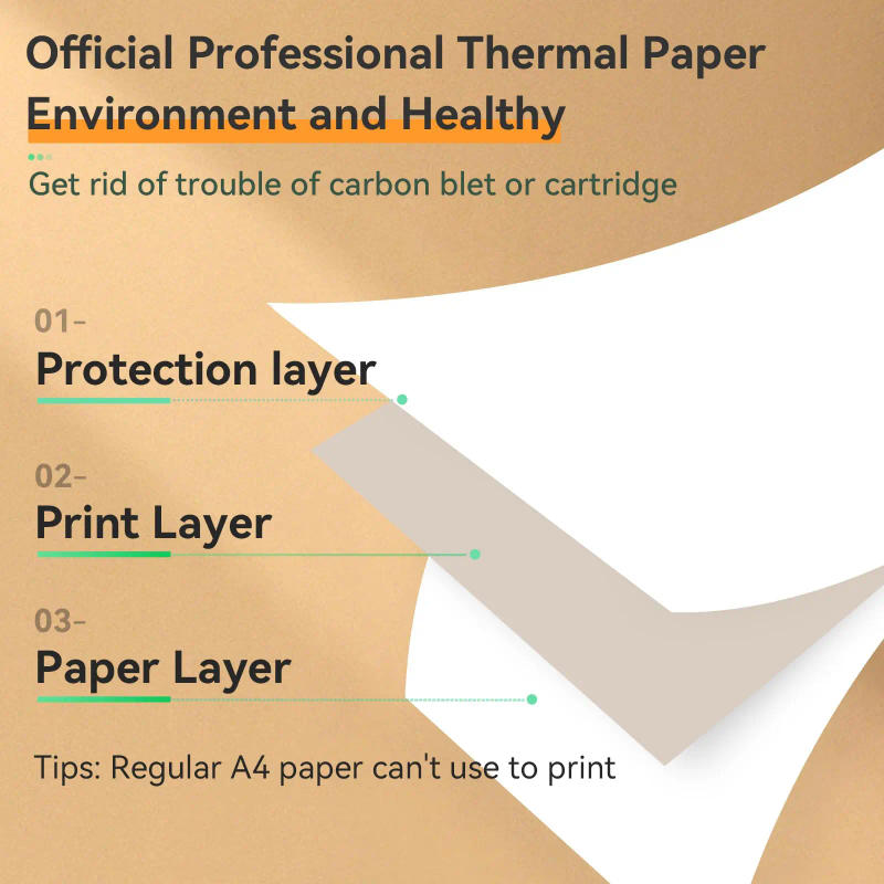 Description Picture 3 of itemPeriPage Mini A4 Printers Quick Dry and Long Time Storage Continuous Thermal Paper 100 Sheets Folded Thermal Paper Papel