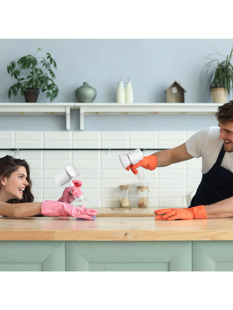 Description Picture 2 of item5-in-1 Electric Cleaning Brush Set â€“ Multi-Purpose Scrubber for Kitchen & Bathroom, Electric Shoe Polishing Brush