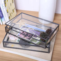 Nordic style Retro Glass jewelry storage box display Desktop organization Home Decoration