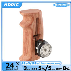 HDRIG Adjustable Wooden Handgrip with ARRI Rosette Mount M6 Thumbscrew Connection for DLSR Camera Cage Kit Red Rig (Either Side)