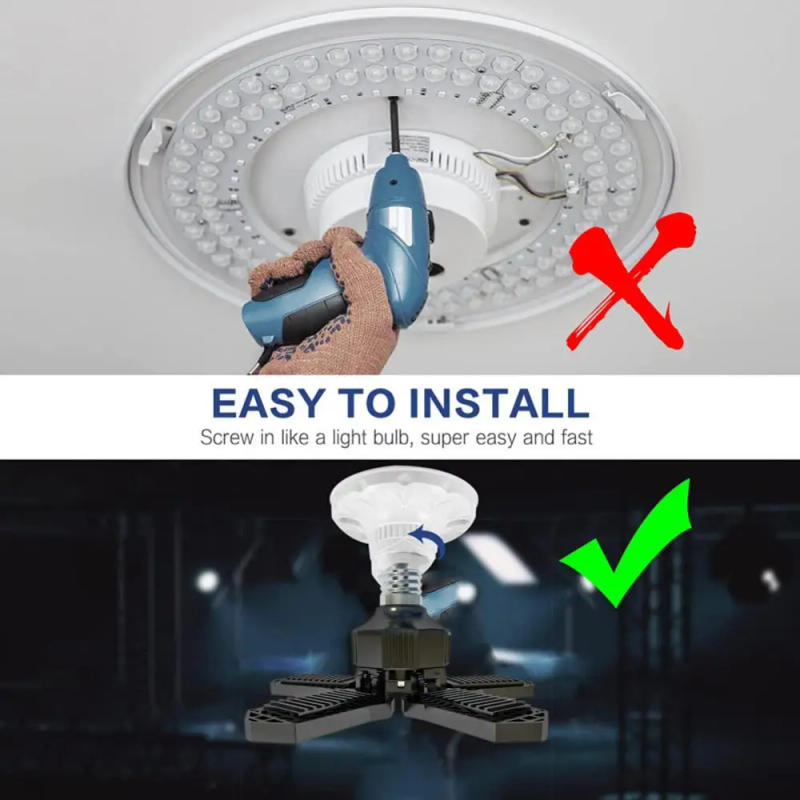 Description Picture 2 of itemDeformable 5000 Lumen Bulb With 5 Adjustable Panels Led Garage Lights Home Fan Blade Bulb Durable Ceiling Shop Work Lamp E26/e27