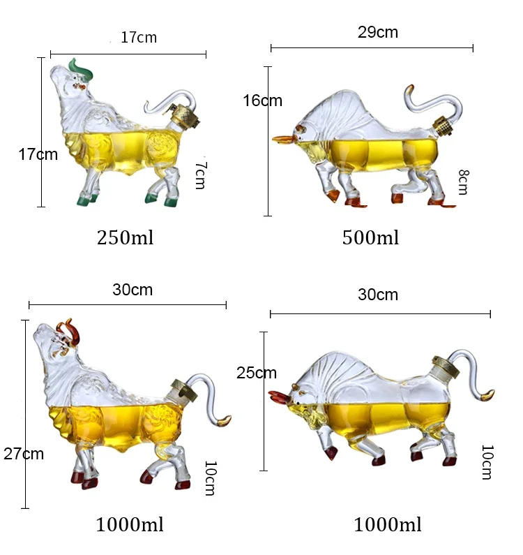 Description Picture 2 of itemCow Shaped Style Home Bar Whiskey Decanter for Liquor Bourbon Wine Bottle 250ML-1000ML Bars Barrel