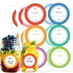 Spice Label Stickers Round Can Labels Stickers For Cans Jar Lids Colorful Self-Adhesive Waterproof Stickers Removable Date Label