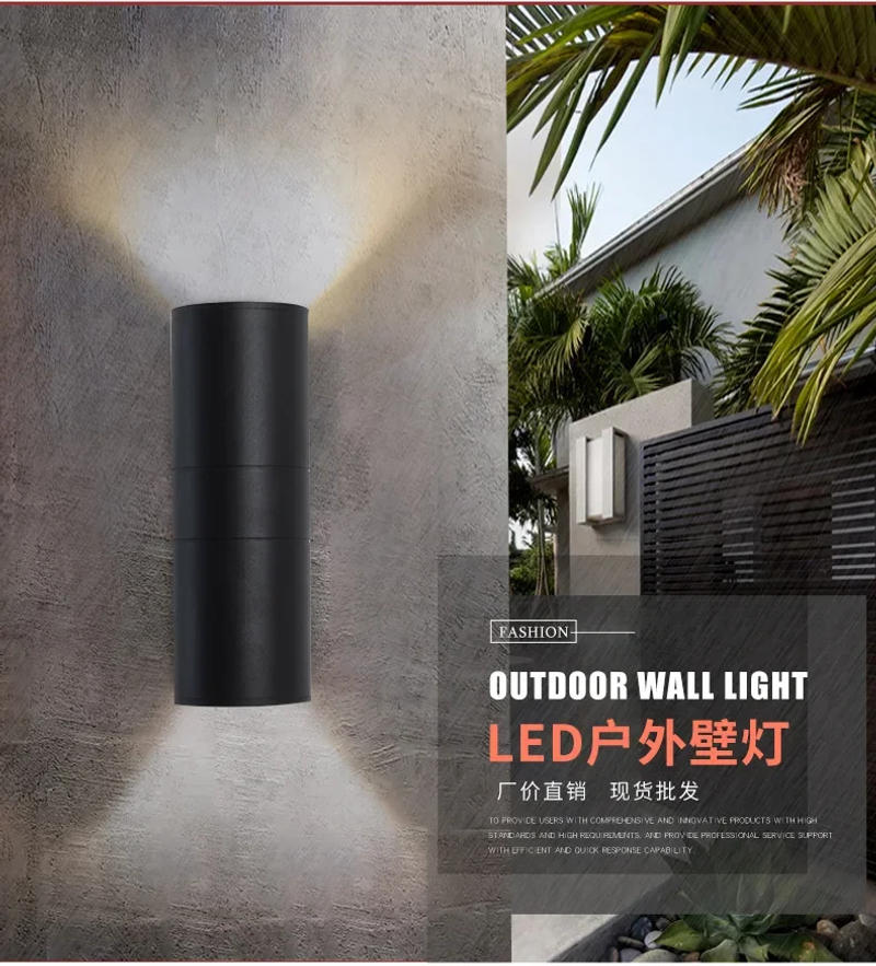 Description Picture 2 of itemWaterproof Home Decor 85-265V LED Wall Lamp Round Double Head Wall Light for Indoor Outdoor Porch Street Path Lighting Aluminum