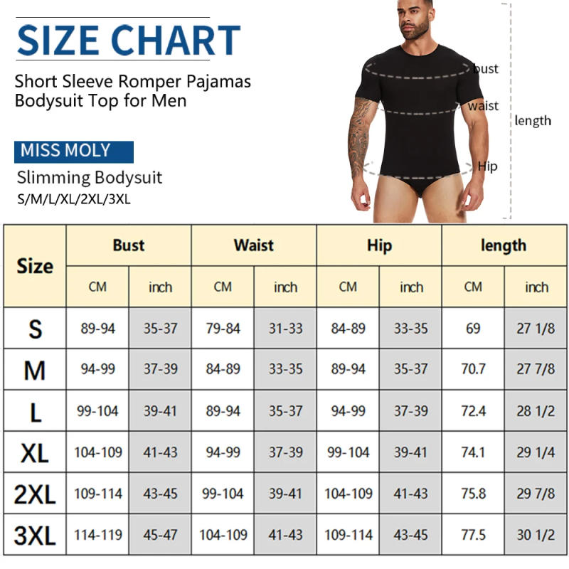 Description Picture 3 of itemMens Short Sleeve Full Body Shaper Bodysuit Tummy Control Romper Pajamas Waist Trainer Slimming Shapewear Underwear Undershirts