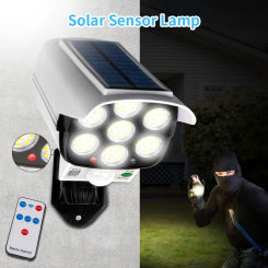 Solar Lights Outdoor Waterproof Motion Sensor Dummy Camera 77 LEDs Solar Spotlight Wall Street External Solar Lamp Garden Light