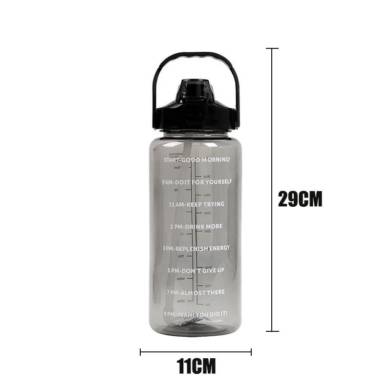 Description Picture 6 of item2 Liters Straw Plastic Water Bottle Large Portable Travel Bottle Sports Fitness Cup High Value Big Fat Cup Adult Universal