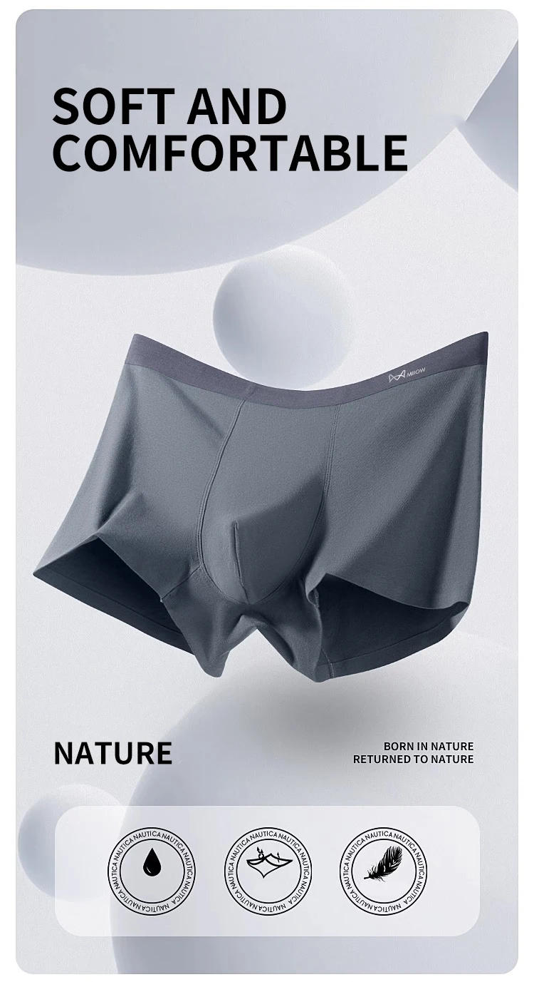 Description Picture 6 of itemMiiOW 4Pcs Cotton Men's Panties 5A Antibacterial Crotch Man Underwear Seamless Breathable Men Boxer Underpants Mens Boxer Briefs