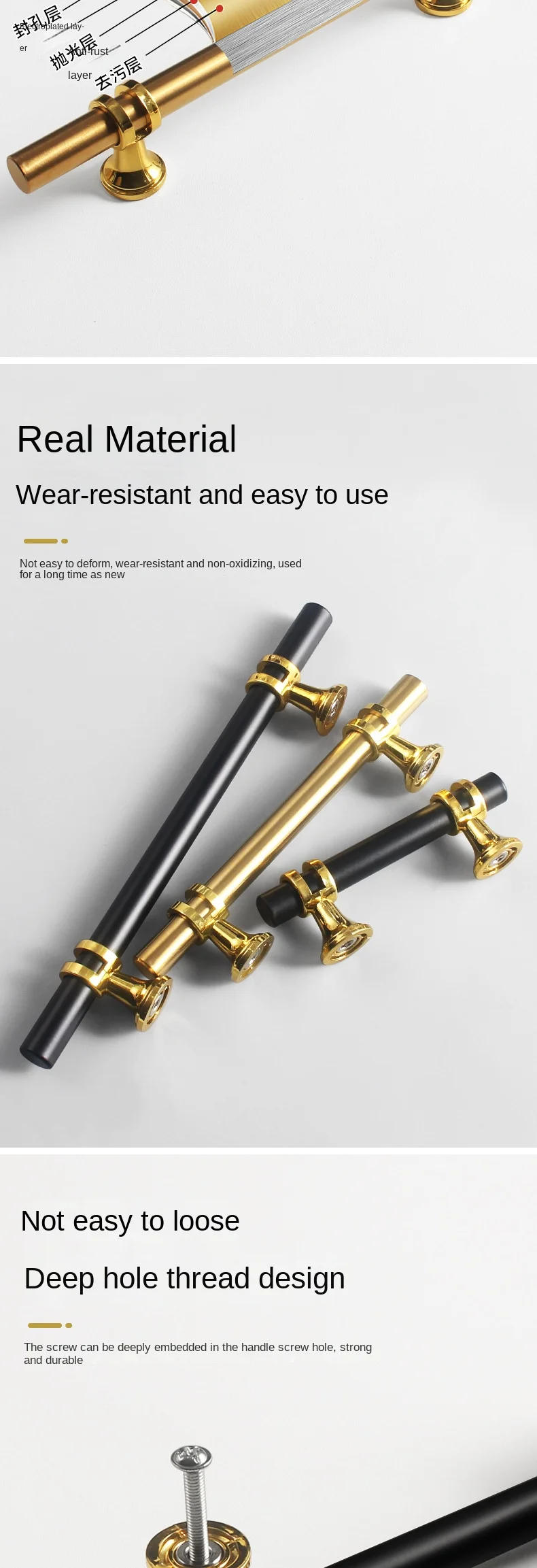 Description Picture 4 of itemblack long strip round light luxury high-end handle drawer  cabinet  door handle