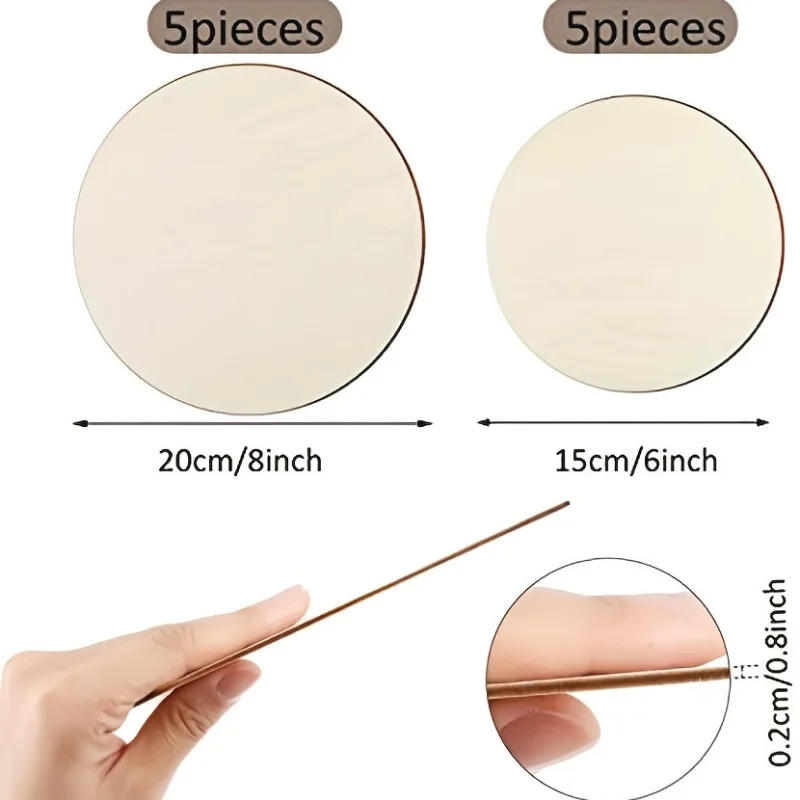 Description Picture 2 of item5pcs 6 Inch/ 8 Inch Wooden Circles Round For Crafts Christmas Blank Slices Discs For DIY Crafts Hanging Ornaments Painting